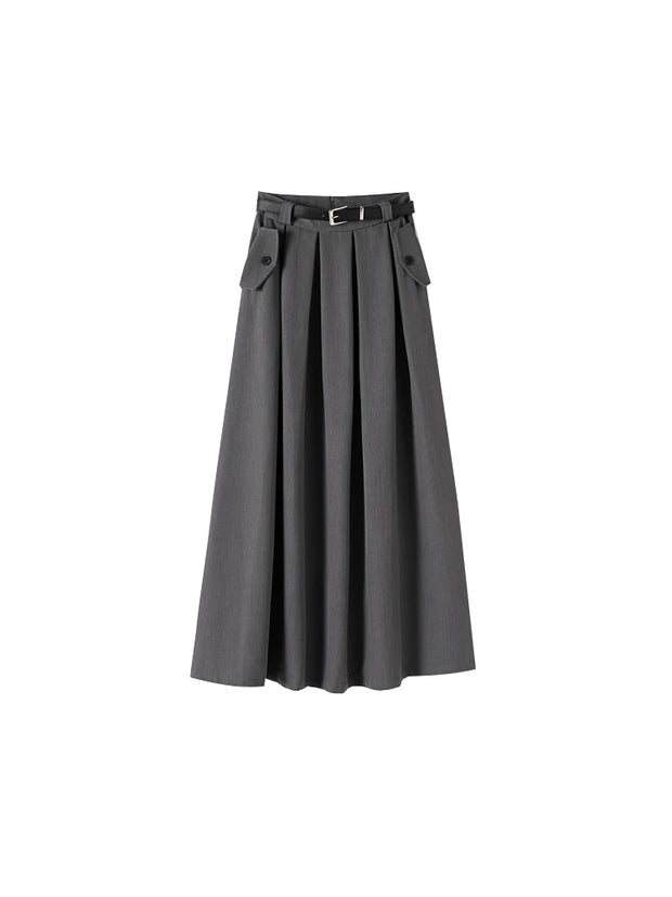 Elegant Casual Pleated Maxi Skirt