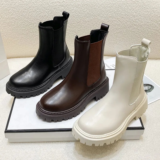 2024 Chelsea boots new thick-soled women's winter shoes for women autumn fashion thick-soled short boots for women
