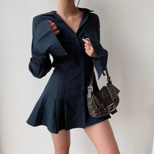 Cotton Shirt Dress Blouse