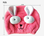 Dry Towel Bath Cap Cute Cartoon Coral Velvet Wrap Head Towel Hair Towel Absorbent Quick Dry Hair Cap Female Children and Adults