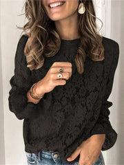 Romantic Lace Long-Sleeve Blouse - Fall Elegance