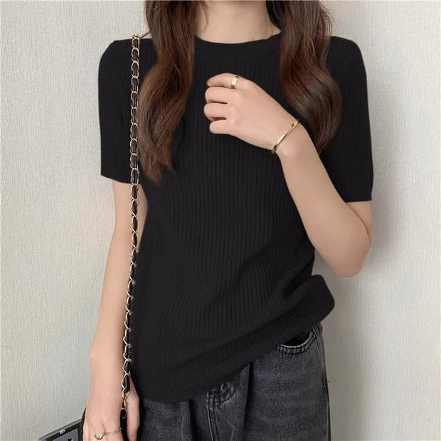 Blusas Mujer Blouses Top FemmeTops Women Blusas Mujer De Moda Verano Short Sleeve Knit Blouse Women Knitted Pullovers 2025