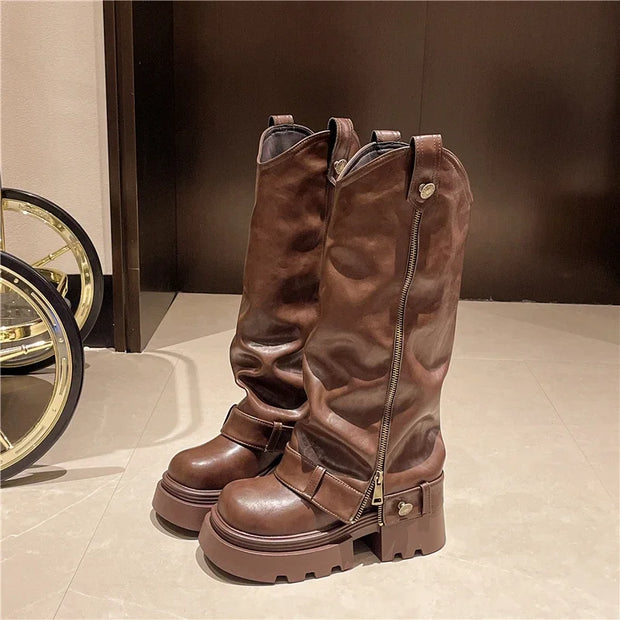 Retro High Western Boots - Bold Streetwear Look