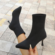 Stretch Knit Ankle Booties with Stiletto Heel