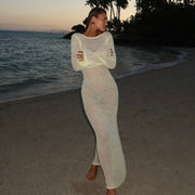 Sexy Beach Vacation Dress See Through Backless