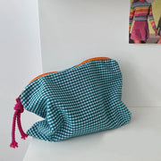 New Women Plaid Makeup Bag Large Capacity Cotton Zipper Pouch Purse Travel Clutch Makeup Bag Cosmetic Zipper Necessarie Feminina