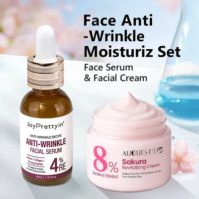 Anti-Wrinkle & Revitalizing Skincare Set - Serum + Sakura Cream