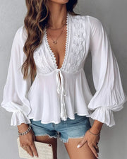 Boho Lace Detail Blouse Top