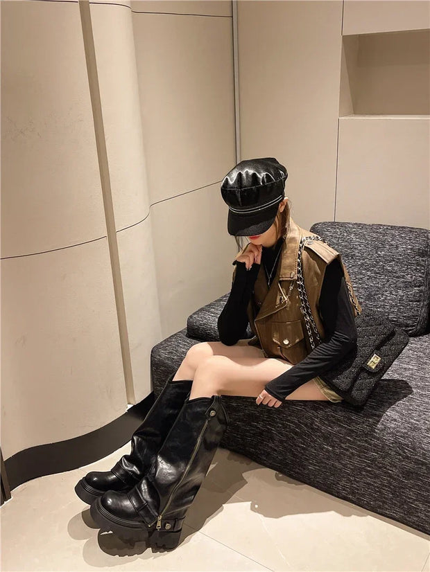 Retro High Western Boots - Bold Streetwear Look