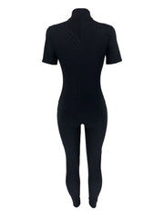 Curve-Hugging Zip-Front Casual Jumpsuit