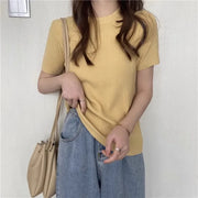 Blusas Mujer Blouses Top FemmeTops Women Blusas Mujer De Moda Verano Short Sleeve Knit Blouse Women Knitted Pullovers 2025