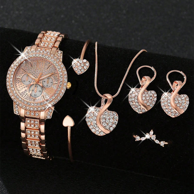 Luxury Gold Watch & Jewelry Set - 4 Piece Collection