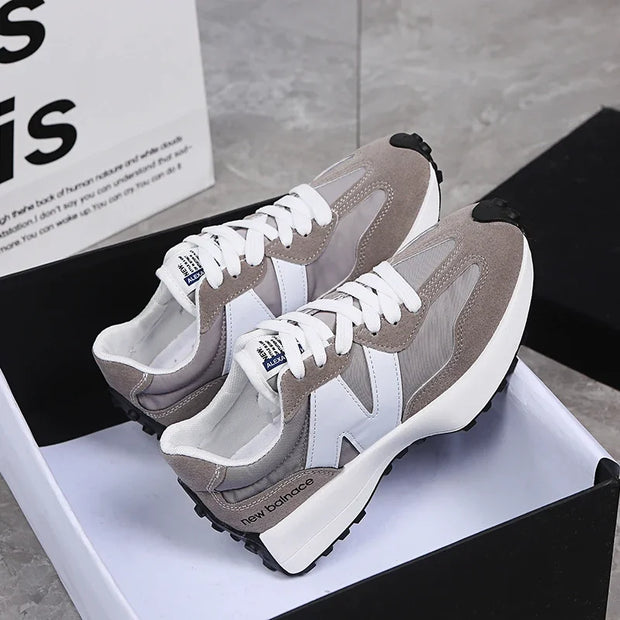 Trendy Luxe Running Sneakers - Neutral Tones
