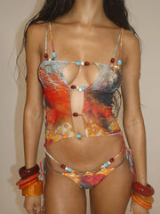 Vibrant 3-Piece Bikini Set - Tropical Edition