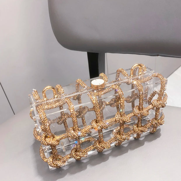 handmade Rhinestones Evening bag silver Crystal handmade Bags
