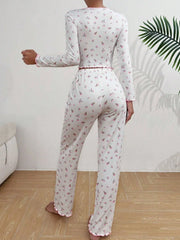 Cozy Bloom Printed Pajama Set
