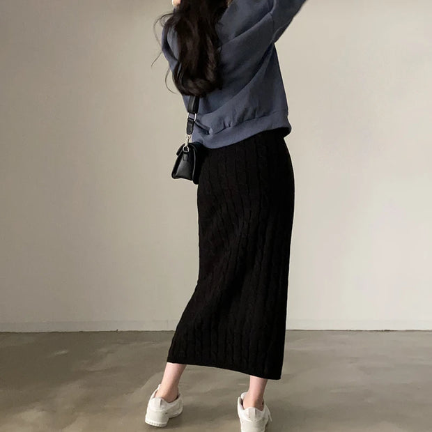 Solid Knitted Skirts For Womenew