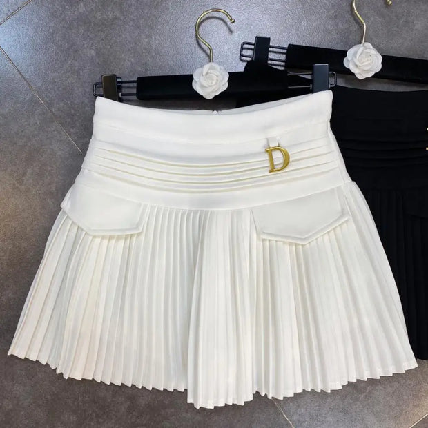 Pleated High-Waist Mini Skirt