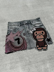 Embroidery Denim Skirts for Women Clothing Street Fashion Hip Hop Sexy Vintage Goth Mini Skirt Casual Harajuku Y2k Skirt