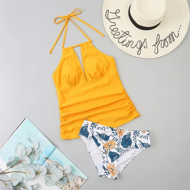 New Mujer V Neck Swimsuit Women Lace Up Swimwear