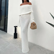 Knitted Off-Shoulder Maxi Beach Dress