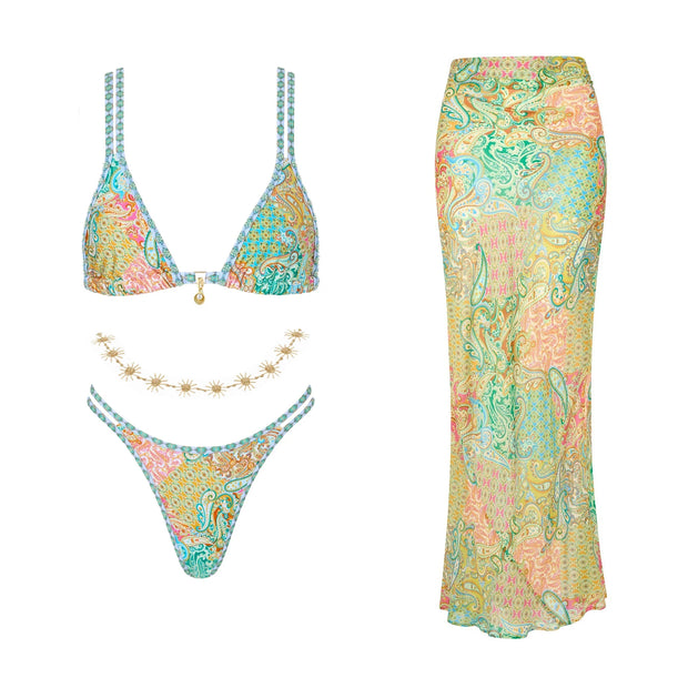 Bikini Swimsuit with Skirt Print Swimwear Women