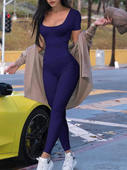 Short Sleeve Slim Fit Jumpsuit