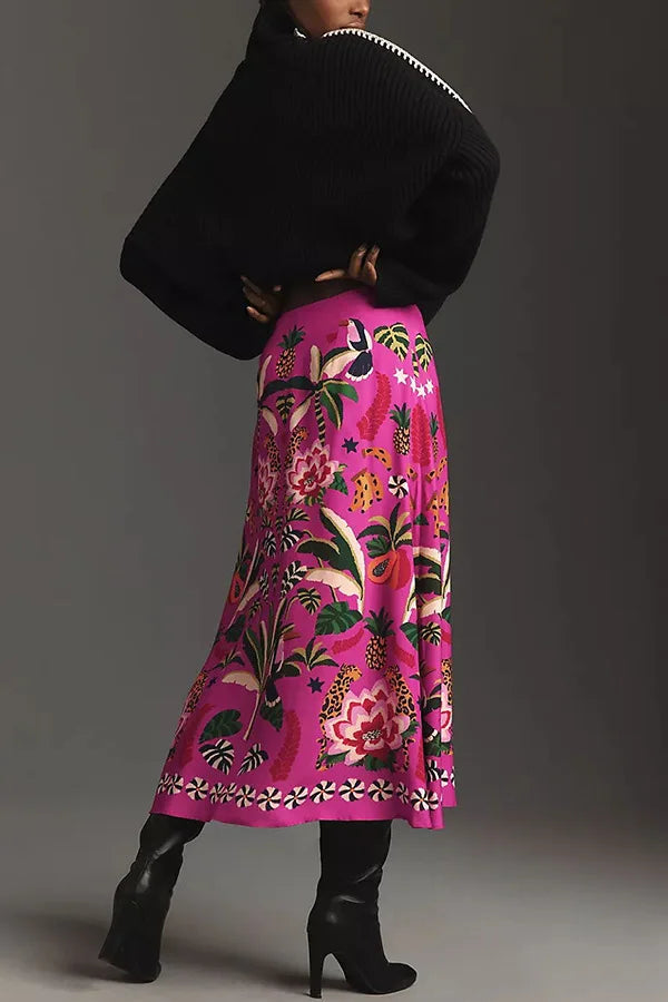 Streetwear Ladies Vintage Floral Skirt