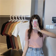 Blusas Mujer Blouses Top FemmeTops Women Blusas Mujer De Moda Verano Short Sleeve Knit Blouse Women Knitted Pullovers 2025