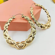 Gold  Large Twisted Hoop Earrings Women's