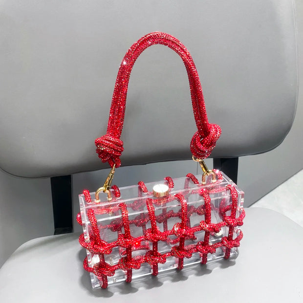 handmade Rhinestones Evening bag silver Crystal handmade Bags