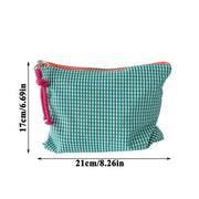 New Women Plaid Makeup Bag Large Capacity Cotton Zipper Pouch Purse Travel Clutch Makeup Bag Cosmetic Zipper Necessarie Feminina