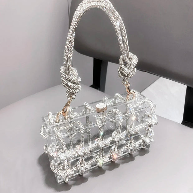 handmade Rhinestones Evening bag silver Crystal handmade Bags
