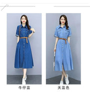 Vintage Denim Shirt Dress Female