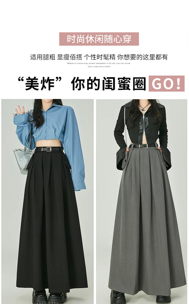 Elegant Casual Pleated Maxi Skirt