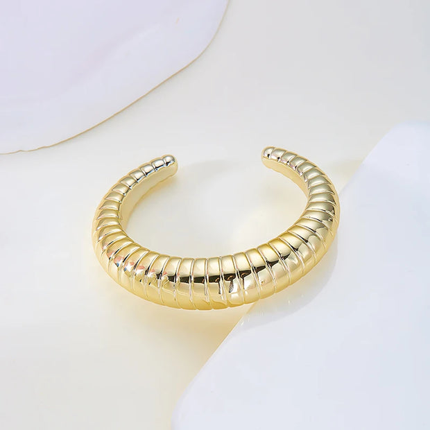 Sculpted Wave Cuff Bracelet - Modern Statement Jewelry