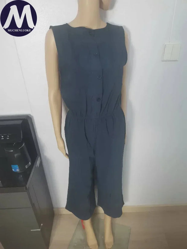 Jumpsuits for Women  Summer Solid Sleeveless