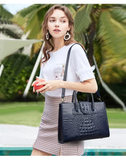 Elegant Croc-Embossed PU Leather Tote