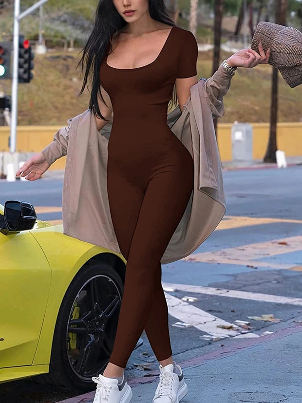Short Sleeve Slim Fit Jumpsuit