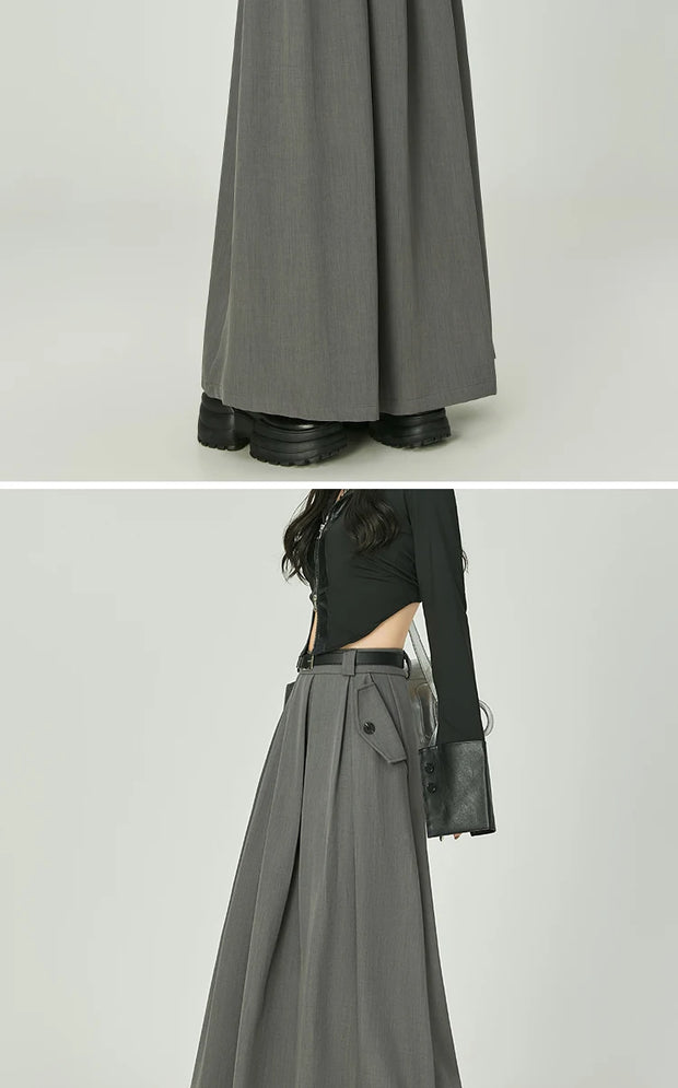 Elegant Casual Pleated Maxi Skirt