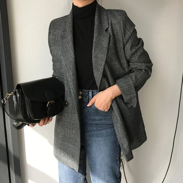 Timeless Checkered Winter Blazer