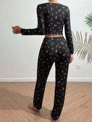 Cozy Bloom Printed Pajama Set
