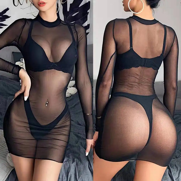 Sheer Mesh Mini Dress - Sexy Beachwear