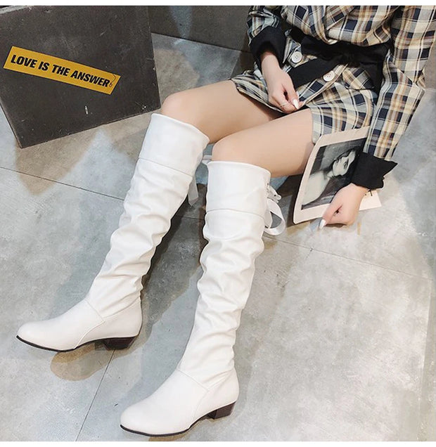 Women  Knee High Boots Red Black White Tall Boots