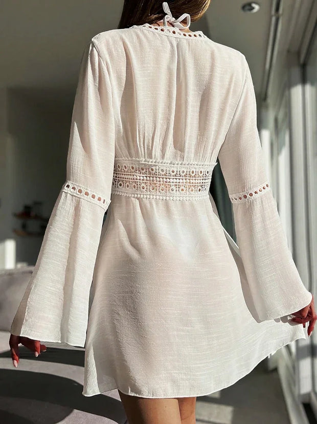 Boho Crochet Long-Sleeve Cover-Up