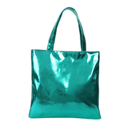 Shiny Metallic Leather Tote  Bag