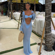 Sexy Beach Vacation Dress See Through Backless