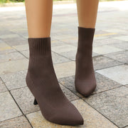 Stretch Knit Ankle Booties with Stiletto Heel