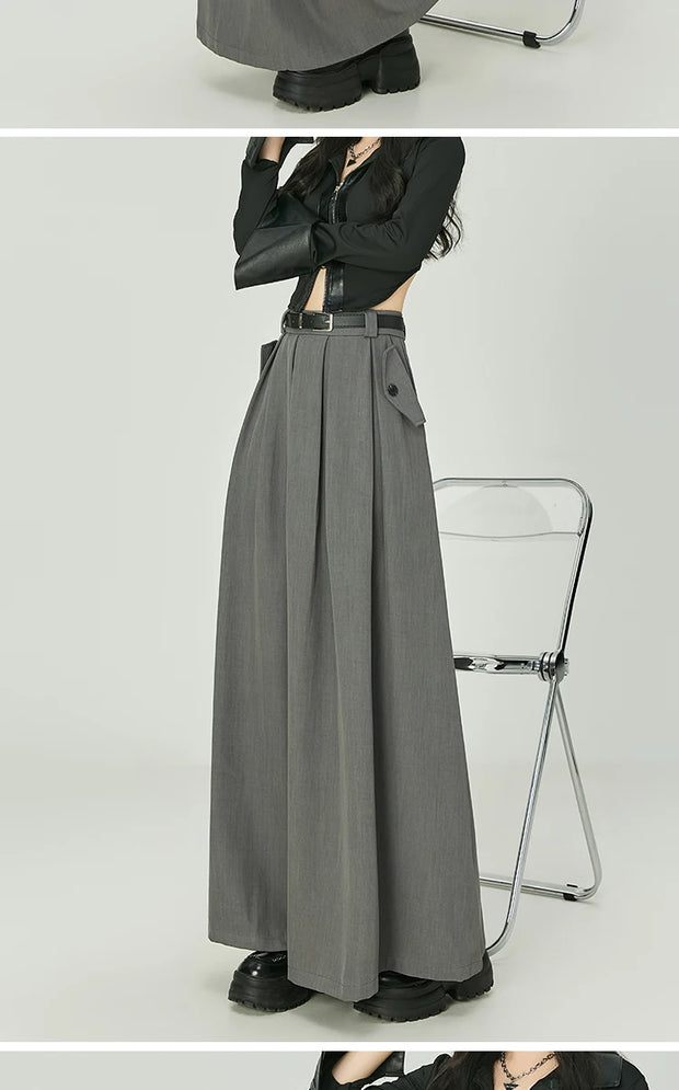 Elegant Casual Pleated Maxi Skirt