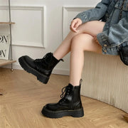 Women Boots Goth Casual Shoes Woman Leather Chelsea Classic Motorcycle Female Goth Shoes High Platform Boots Women Botas Mujer